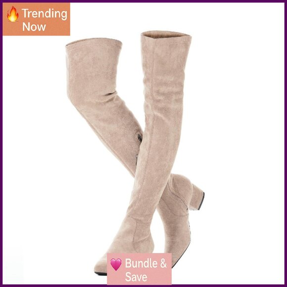 Women's Over the Knee Boots Suede Low Heel Winter Thigh High Comfort